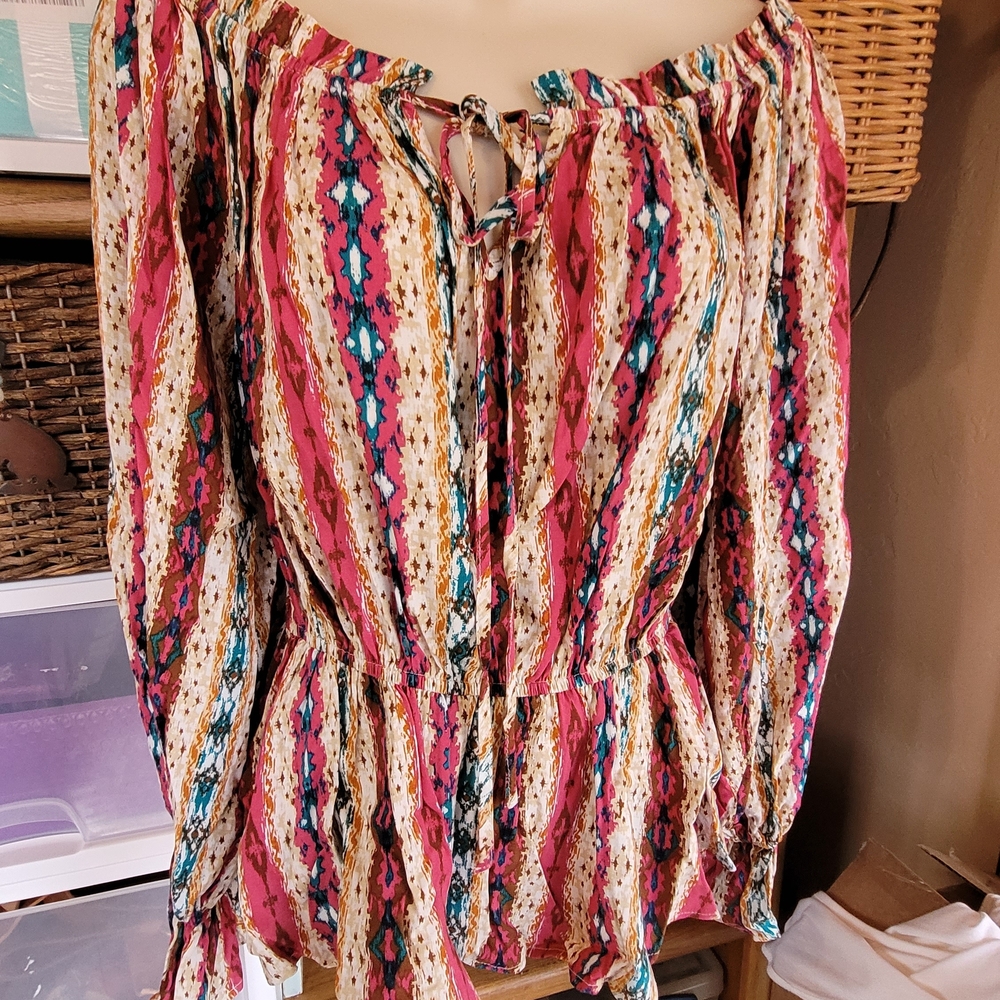 Colorful Savanna Jane Women's Bohemian Top Size Small